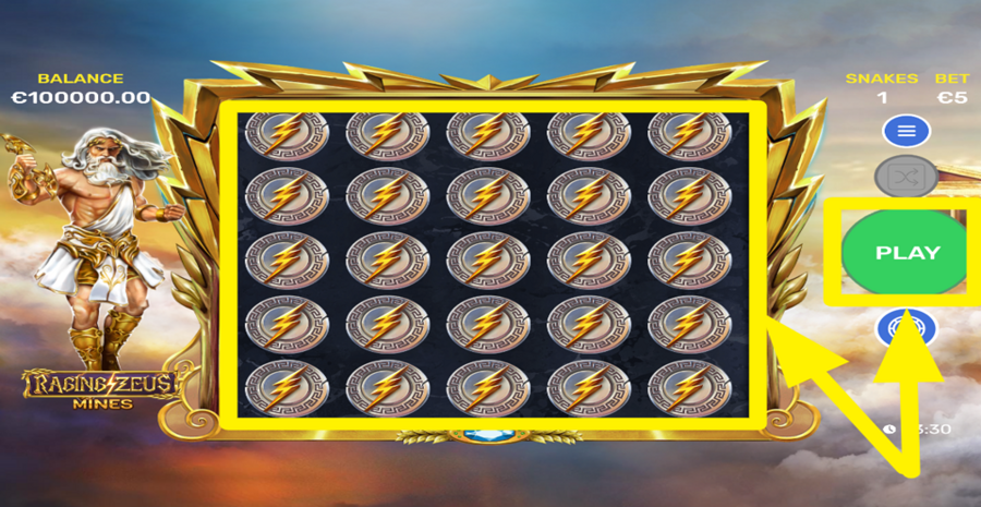 Raging Zeus Mines Play Button