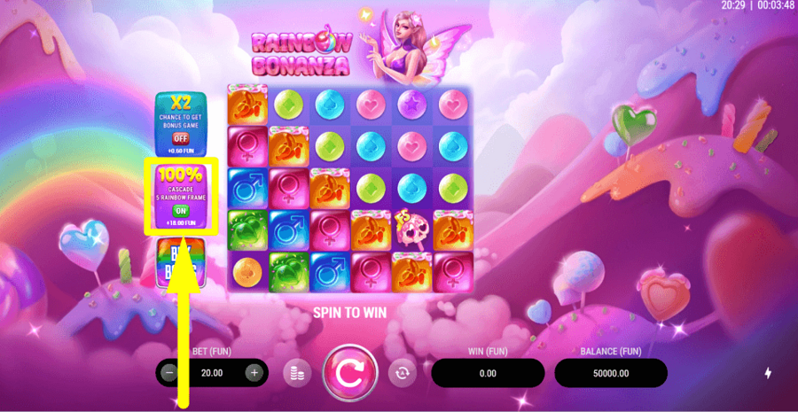 Rainbow Bonanza Cascade Feature