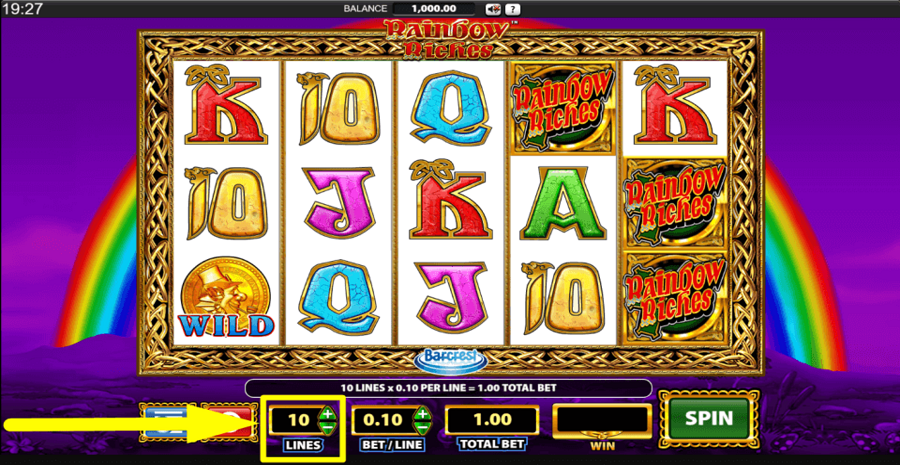 Rainbow Riches Adjustable Paylines