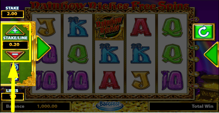 Rainbow Riches Free Spins Bet Value