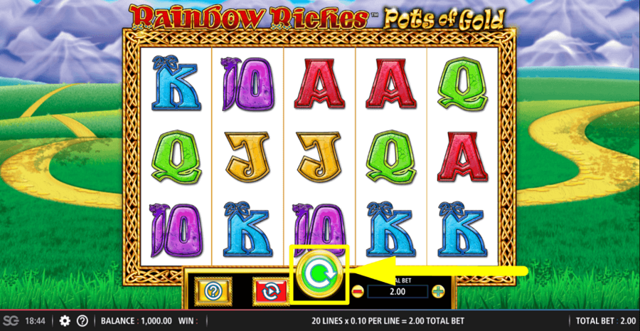 Rainbow Riches Pots Of Gold Spin Button