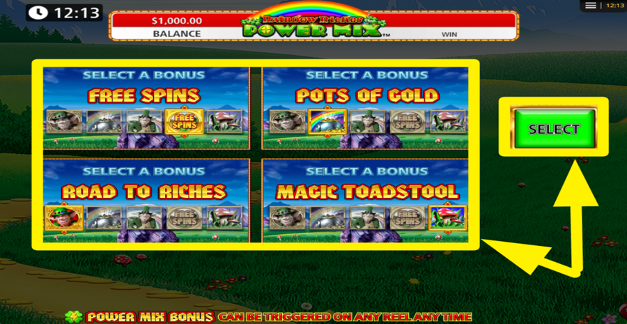 Rainbow Riches Power Mix Select Bonus