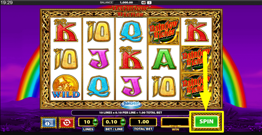 Rainbow Riches Spin Button