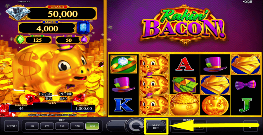 Rakin Bacon Max Bet Button