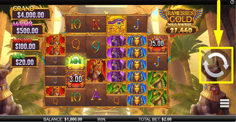 Ramesses Gold 10k Ways Spin Button