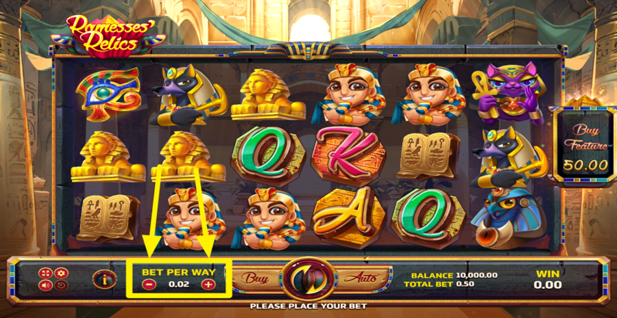 Ramesses Relics Adjust Bet