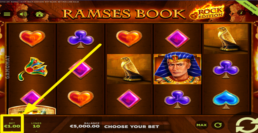 Ramses Book Rock Edition Adjust Total Bet