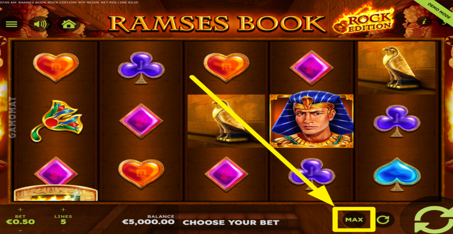 Ramses Book Rock Edition Max Bet