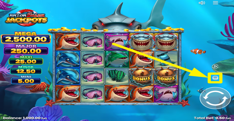 Razor Shark Jackpots Adjust Bet