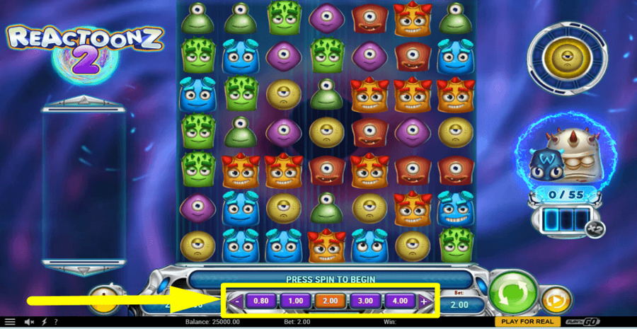 Reactoonz 2 Bet Value