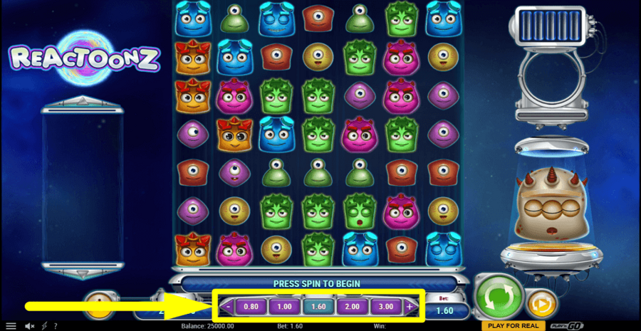 Reactoonz Bet Value