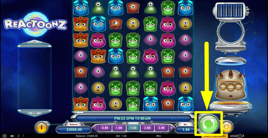 Reactoonz Spin Button