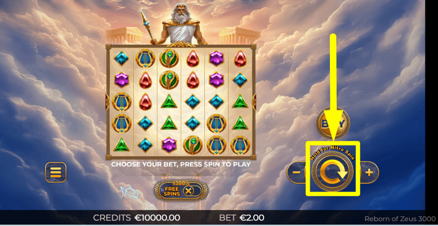 Reborn Of Zeus 3000 Spin Button