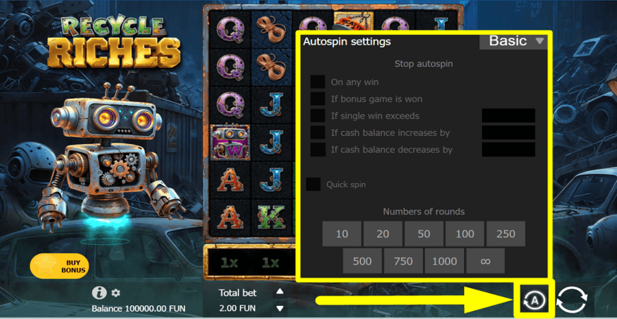 Recycle Riches Autoplay Feature