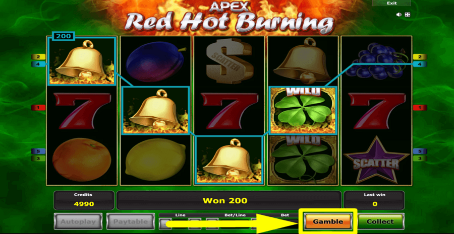 Red Hot Burning Gamble Feature