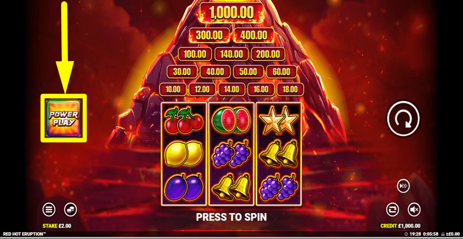 Red Hot Eruption Power Play Feature