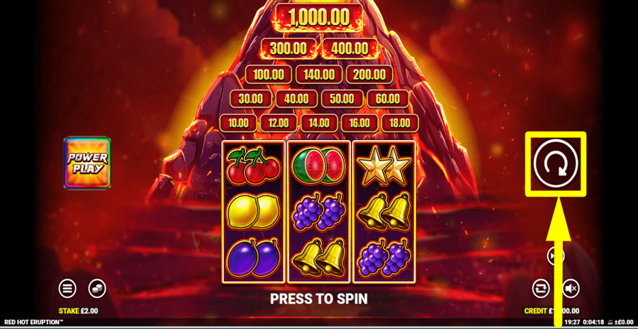Red Hot Eruption Spin Button