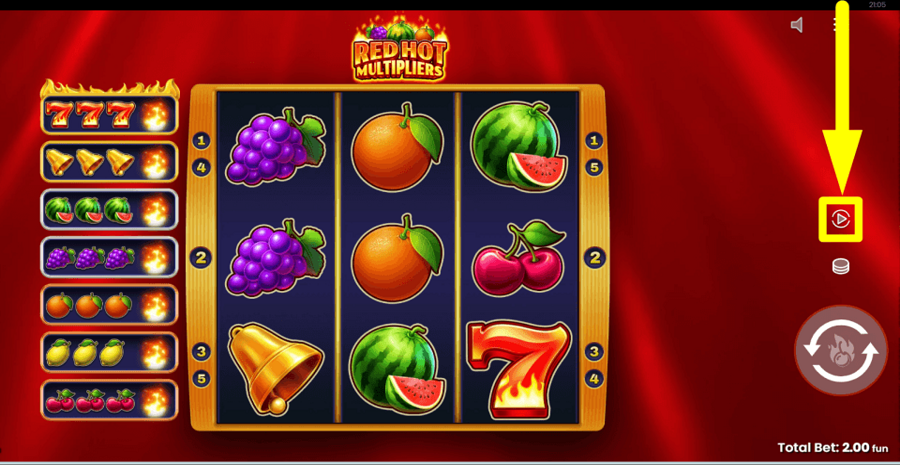 Red Hot Multipliers Autoplay Feature