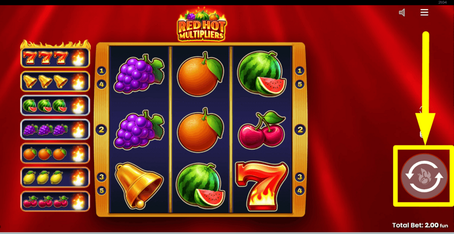 Red Hot Multipliers Spin Button