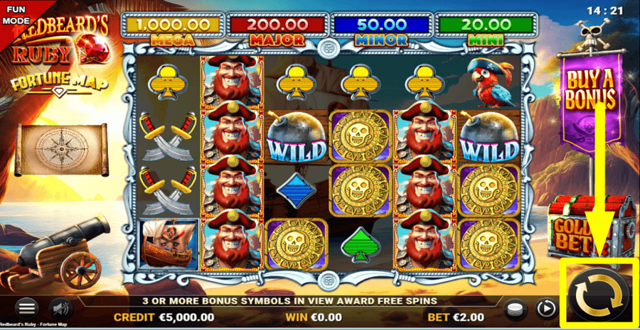 Redbeards Ruby Fortune Map Spin Button