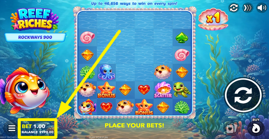 Reef Riches Adjust Bet