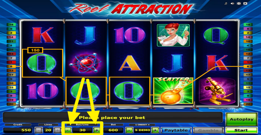 Reel Attraction Adjust Bet Per Line