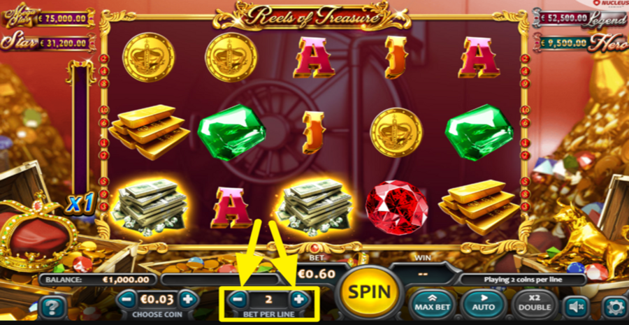 Reels Of Treasure Adjust Bet Per Line
