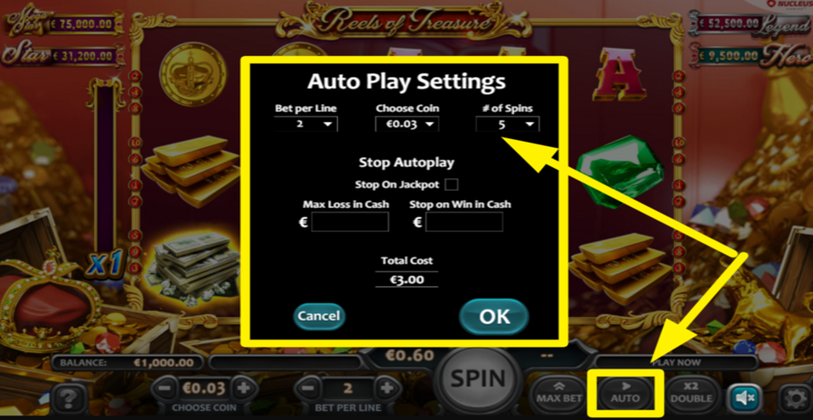 Reels Of Treasure Auto Play