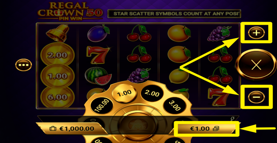 Regal Crown 50 Pin Win Adjust Bet