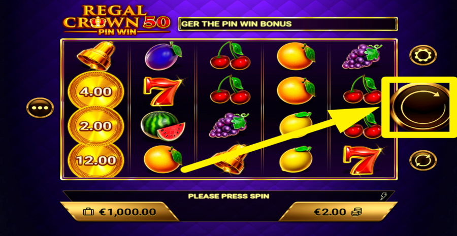 Regal Crown 50 Pin Win Spin Button