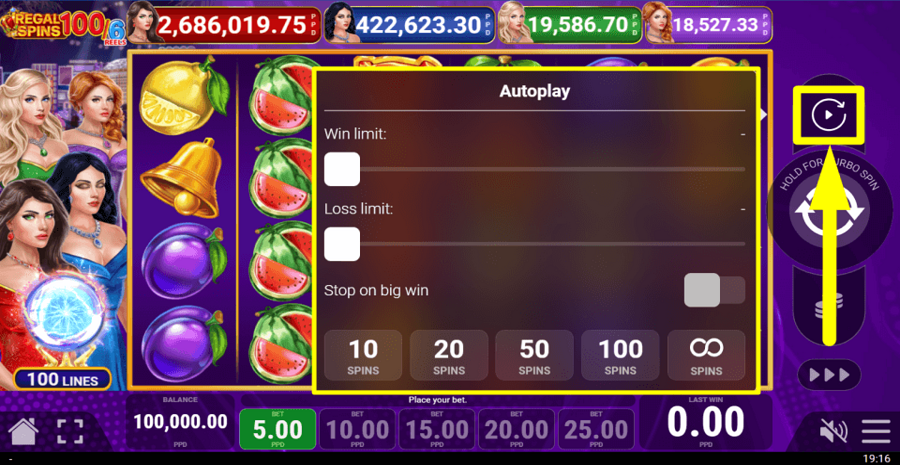 Regal Spins 100 6 Autoplay Feature