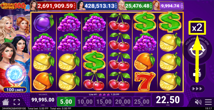 Regal Spins 100 6 Gamble Feature