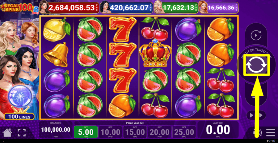 Regal Spins 100 6 Spin Button