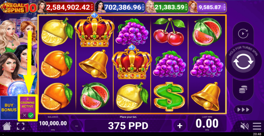 Regal Spins 10 Bonus Feature