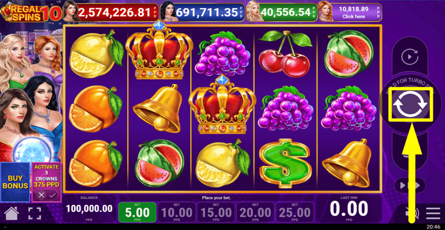 Regal Spins 10 Spin Button