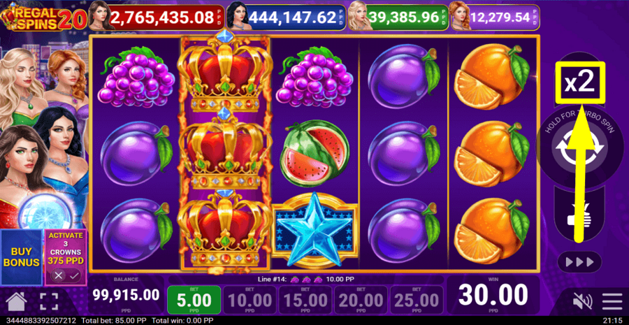 Regal Spins 20 Gamble Feature