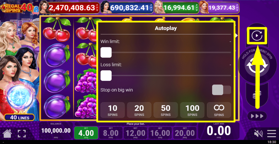 Regal Spins 40 6 Autoplay Feature