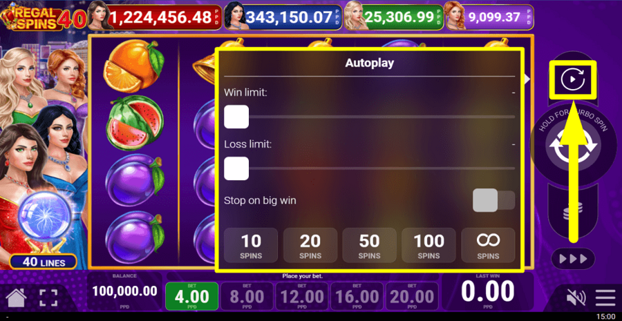 Regal Spins 40 Autoplay Feature