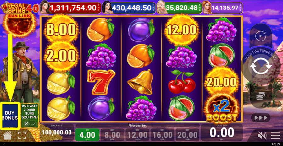 Regal Spins 40 Sun Link Buy Feature
