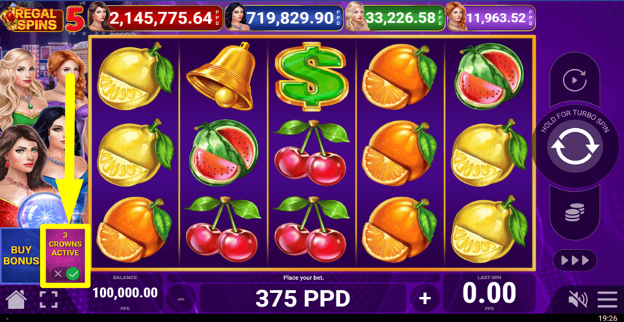 Regal Spins 5 Bonus Feature