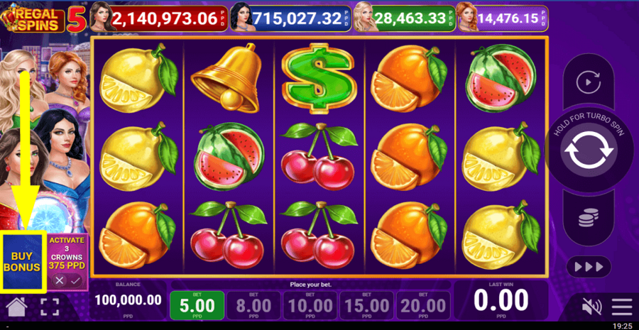 Regal Spins 5 Buy Feature