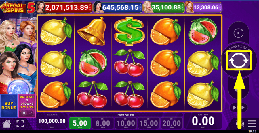 Regal Spins 5 Spin Button