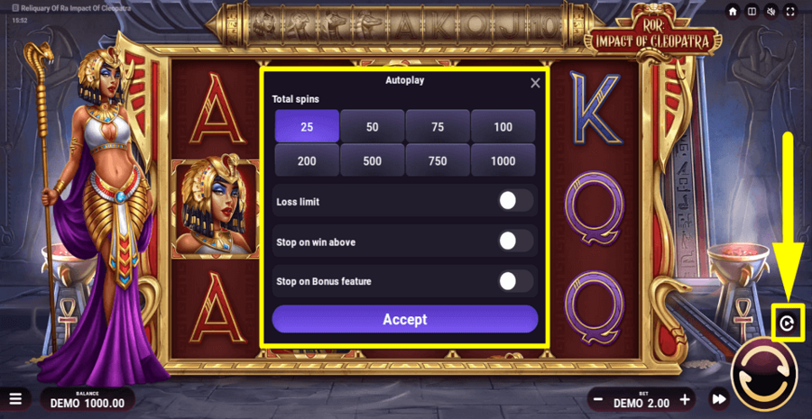 Reliquary Of Ra Impact Of Cleopatra Autoplay Feature