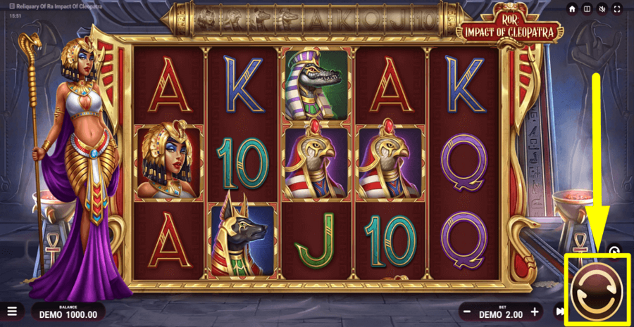 Reliquary Of Ra Impact Of Cleopatra Spin Button
