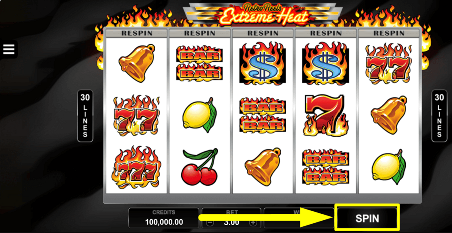 Retro Reels Extreme Heat Spin Button