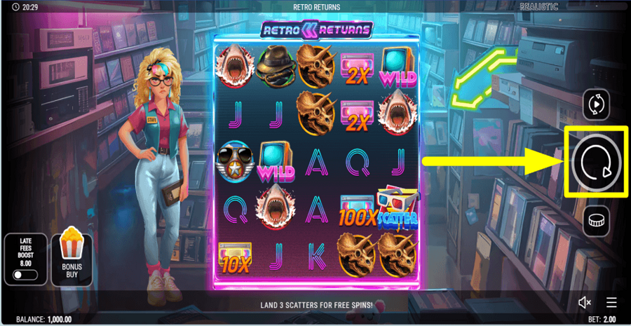 Retro Returns Spin Button