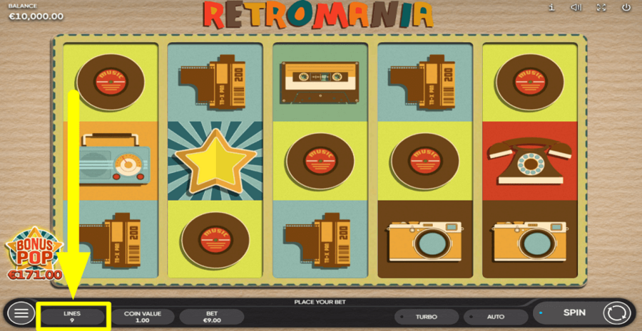 Retromania Adjustable Paylines