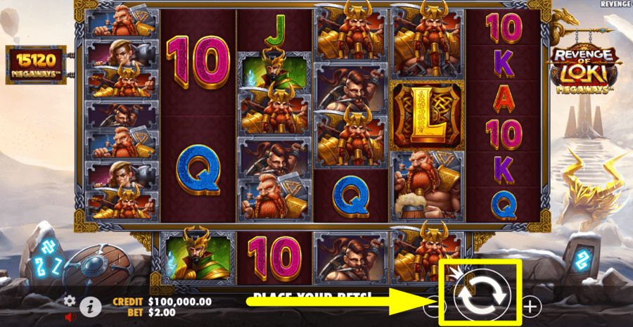Revenge Of Loki Megaways Spin Button