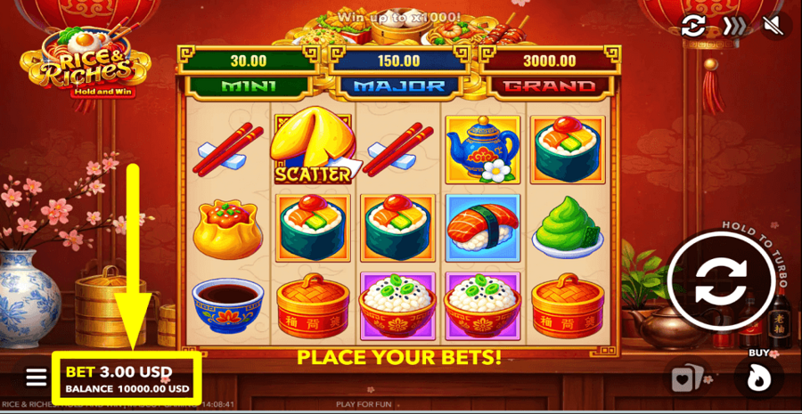 Rice And Riches Hold And Win Bet Value