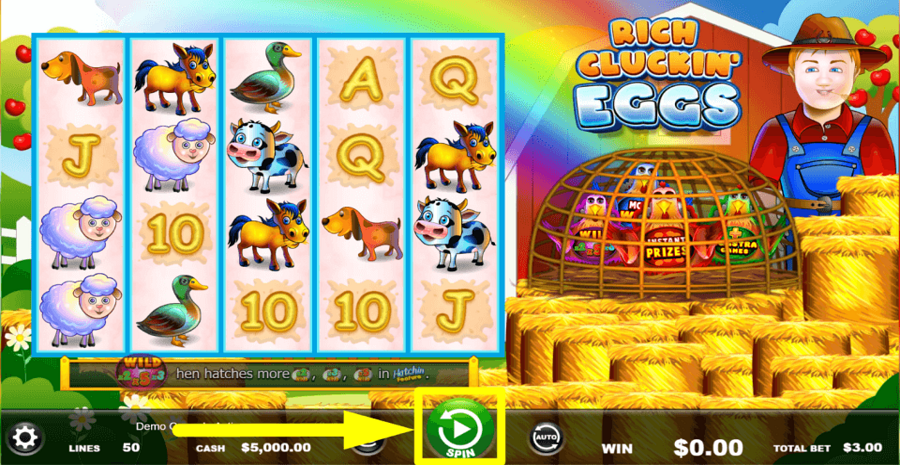 Rich Cluckin Eggs Spin Button